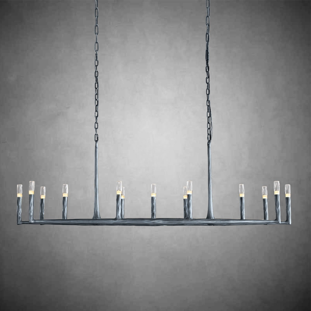 72 Inch Forged Candlestick Linear Chandelier - Thaddeus