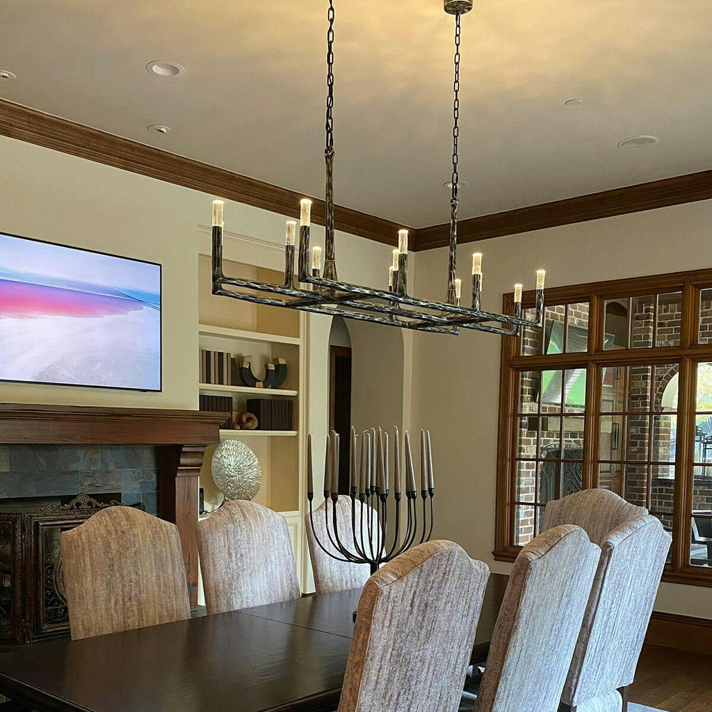72 Inch Forged Candlestick Linear Chandelier - Thaddeus