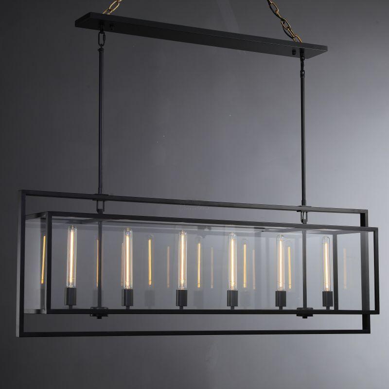 54 Inch Glass Rectangular Chandelier - Beckman