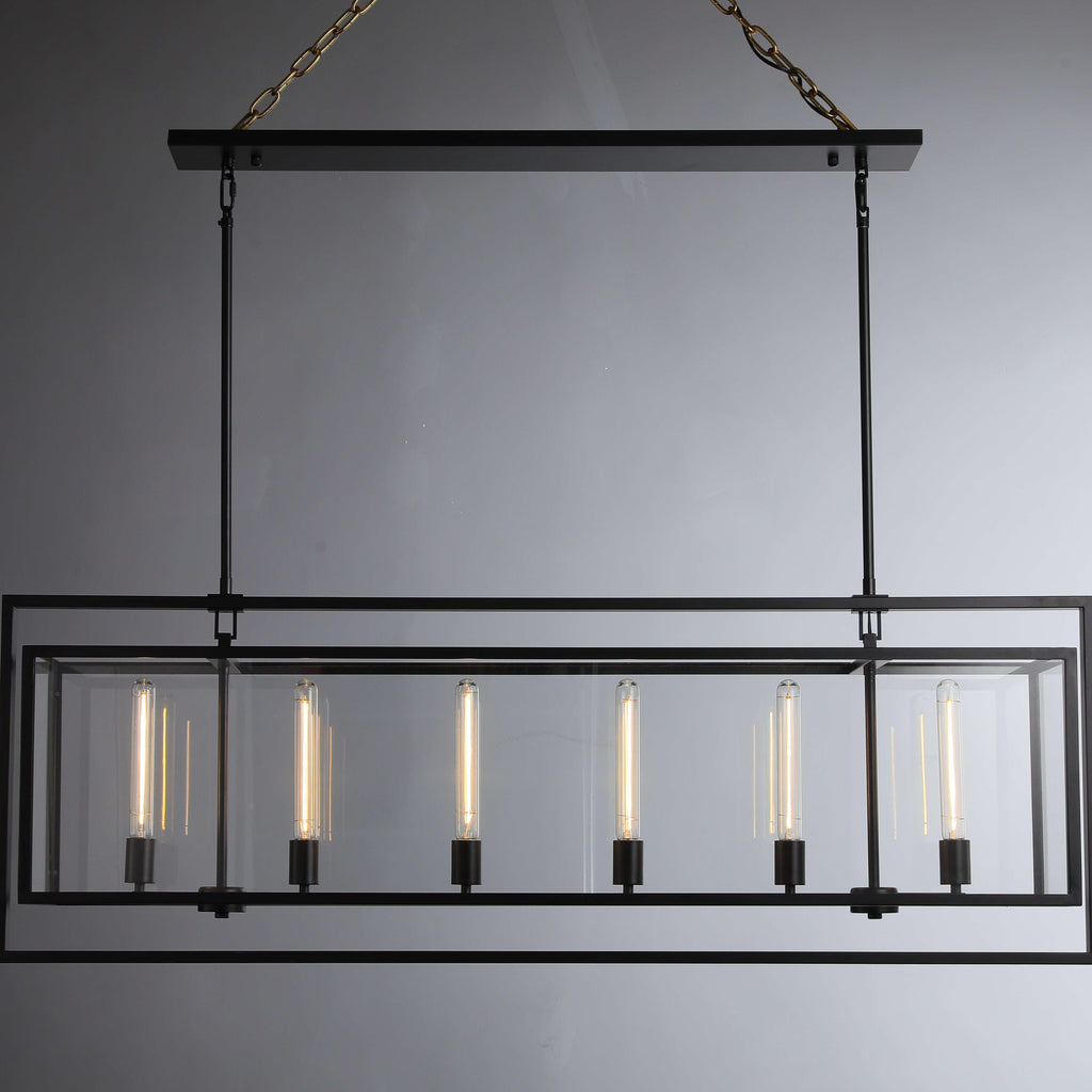 54 Inch Glass Rectangular Chandelier - Beckman