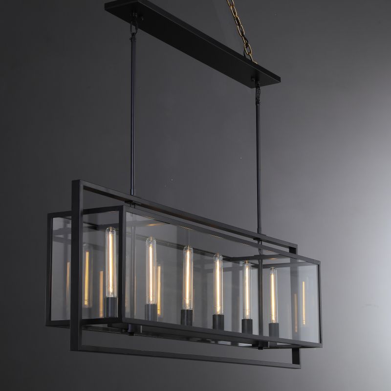 54 Inch Glass Rectangular Chandelier - Beckman