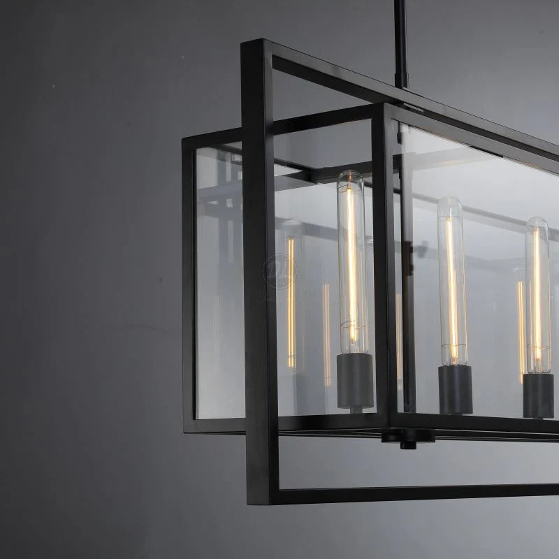 54 Inch Candelabra Rectangular Glass Chandelier - Beckman