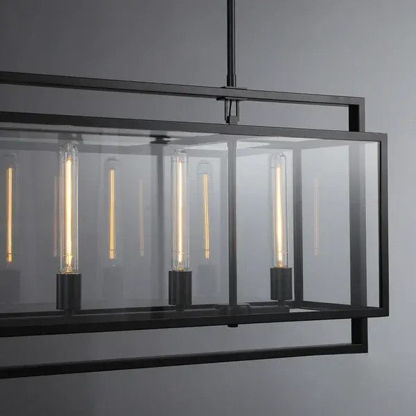 54 Inch Candelabra Rectangular Glass Chandelier - Beckman