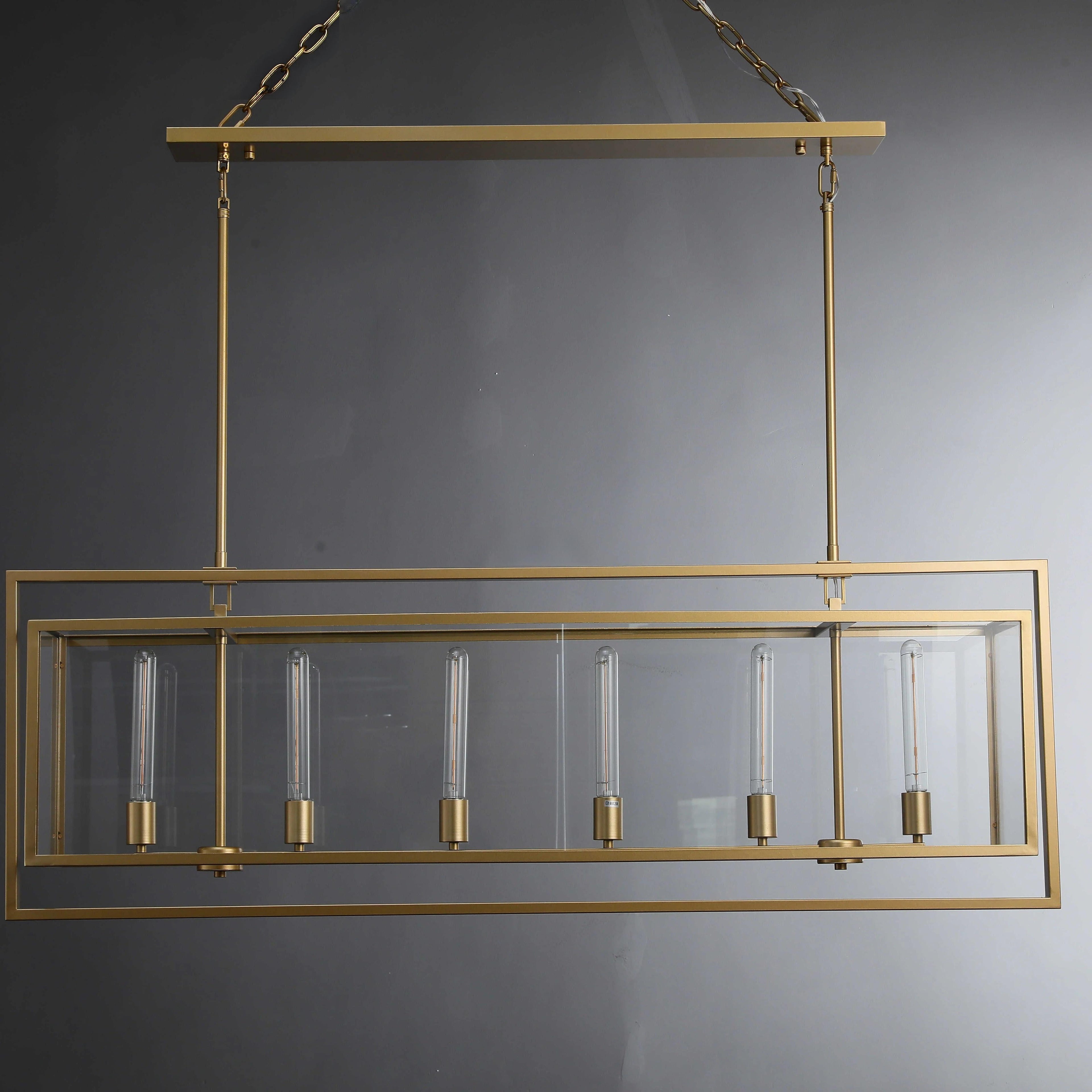 54 Inch Candelabra Rectangular Glass Chandelier - Beckman