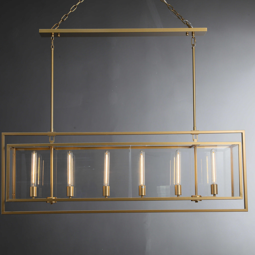 54 Inch Glass Rectangular Chandelier - Beckman