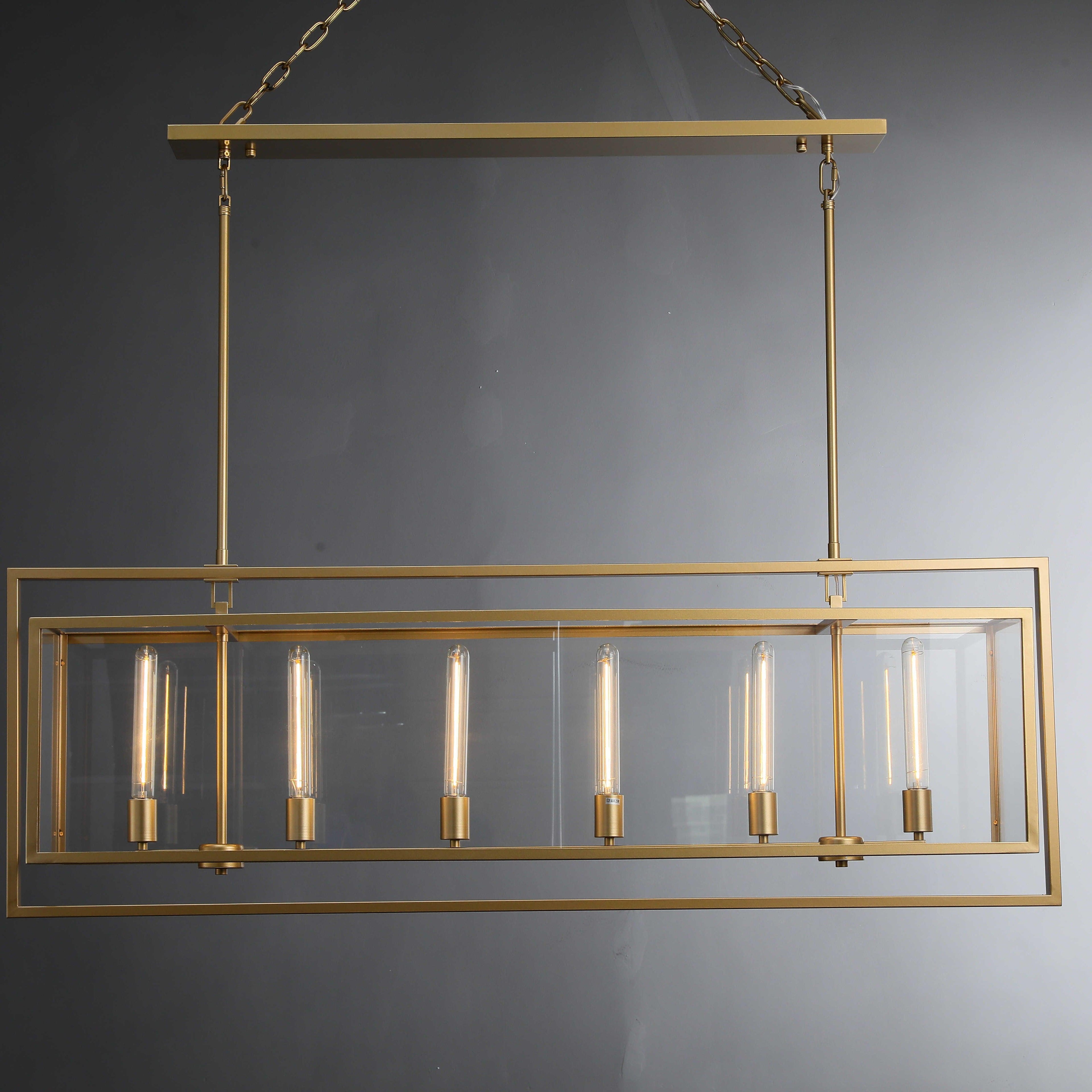 54 Inch Glass Rectangular Chandelier - Beckman