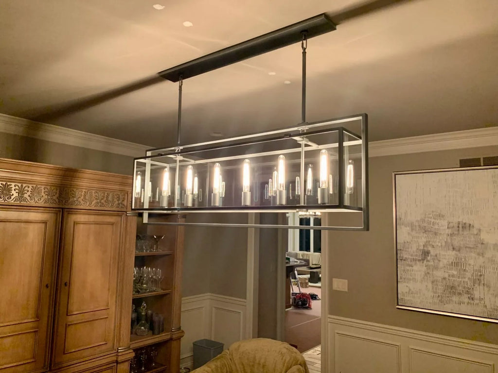54 Inch Glass Rectangular Chandelier - Beckman