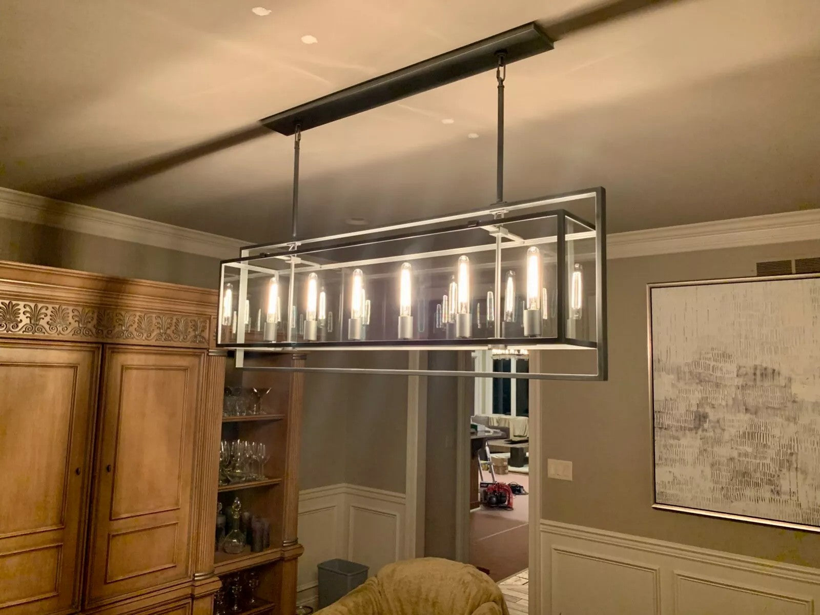 54 Inch Glass Rectangular Chandelier - Beckman
