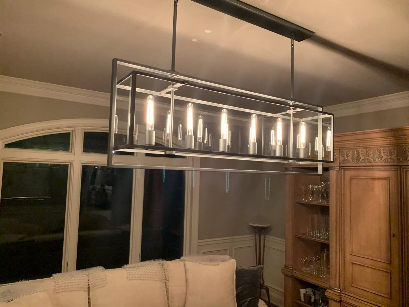 54 Inch Glass Rectangular Chandelier - Beckman