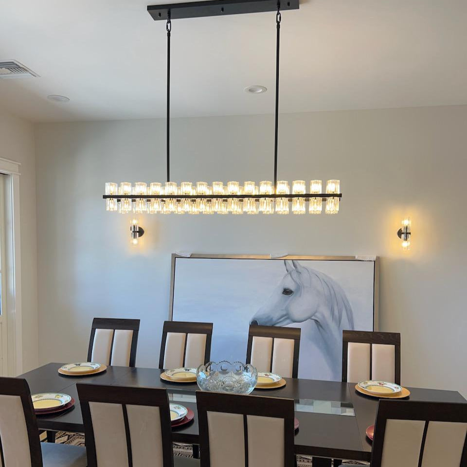 54 Inch Hexagonal Crystal Linear Chandelier – Arcachon