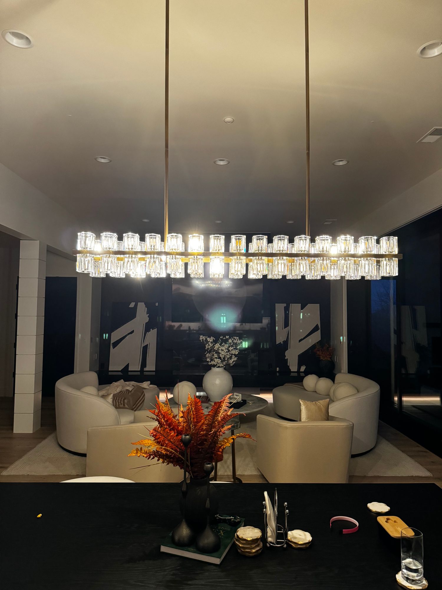 54 Inch Hexagonal Crystal Linear Chandelier – Arcachon