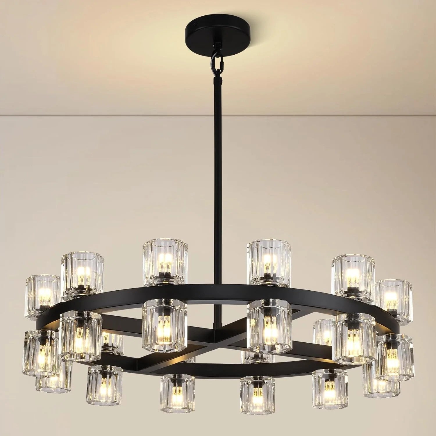 24 Inch Hexagonal Crystal Round Chandelier – Arcachon