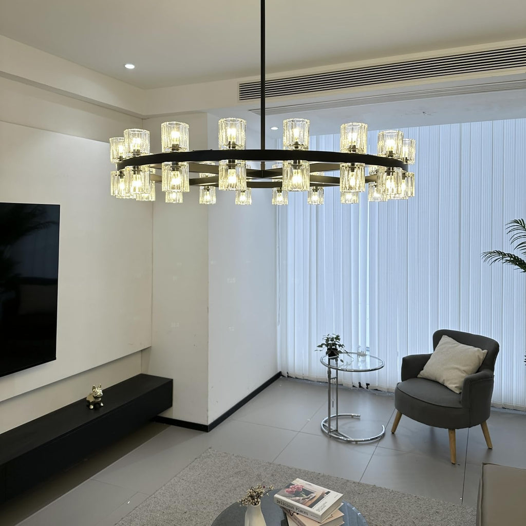 36 Inch Wheel Crystal Pillar Candle Chandelier – Arcachon