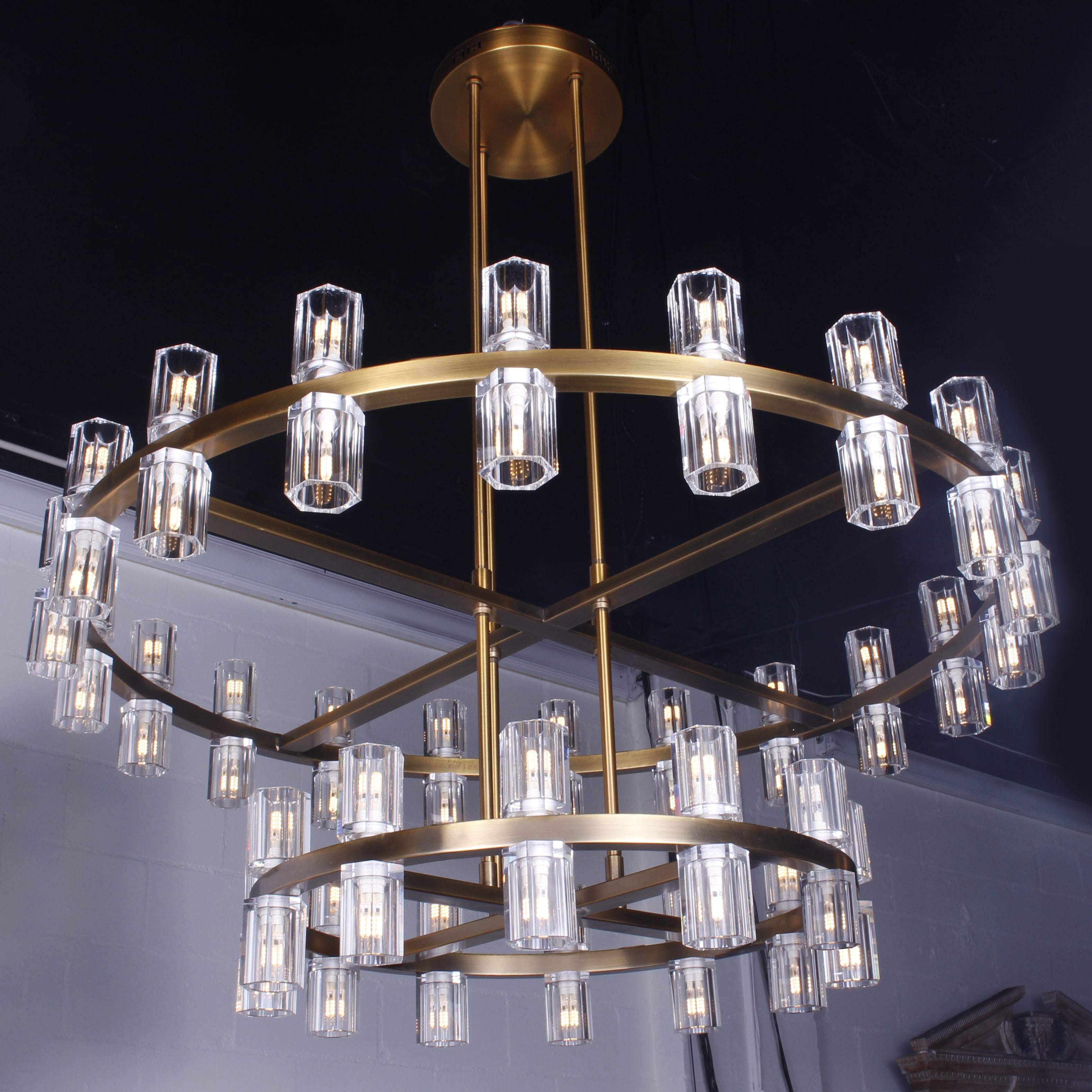 39 Inch Hexagonal Crystal Tiered Chandelier – Arcachon