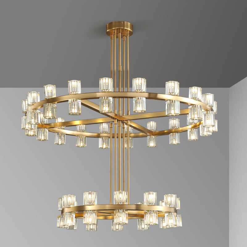 39 Inch Hexagonal Crystal Tiered Chandelier – Arcachon