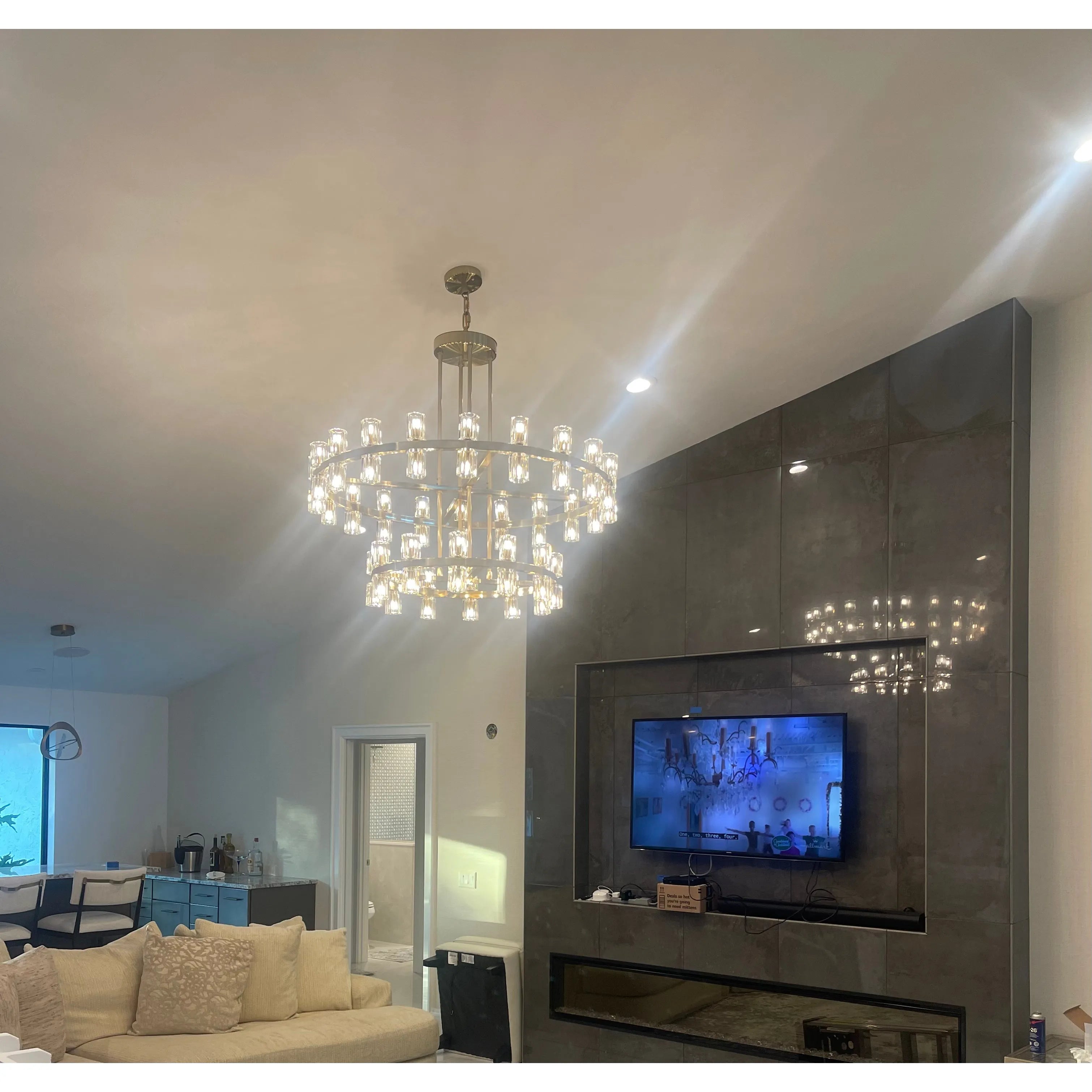 39 Inch Hexagonal Crystal Tiered Chandelier – Arcachon