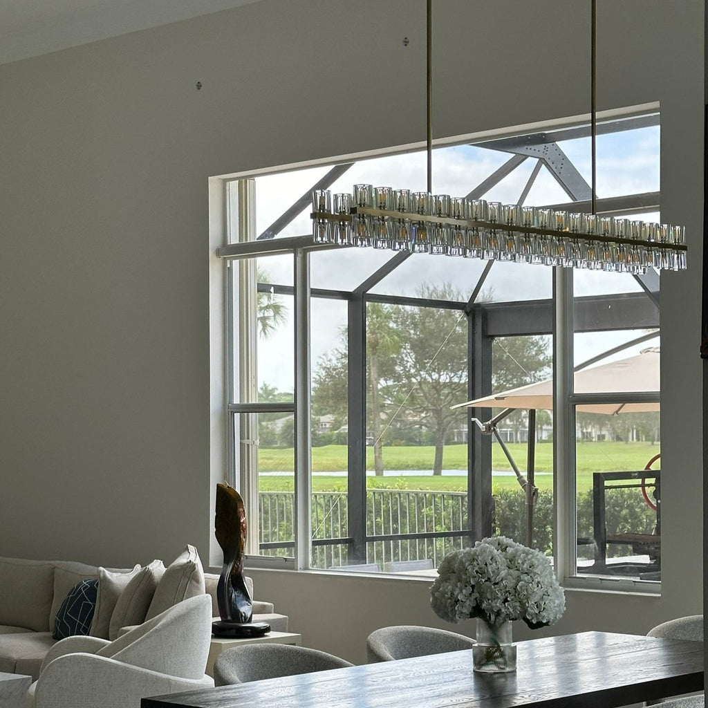 54 Inch Hexagonal Crystal Linear Chandelier – Arcachon