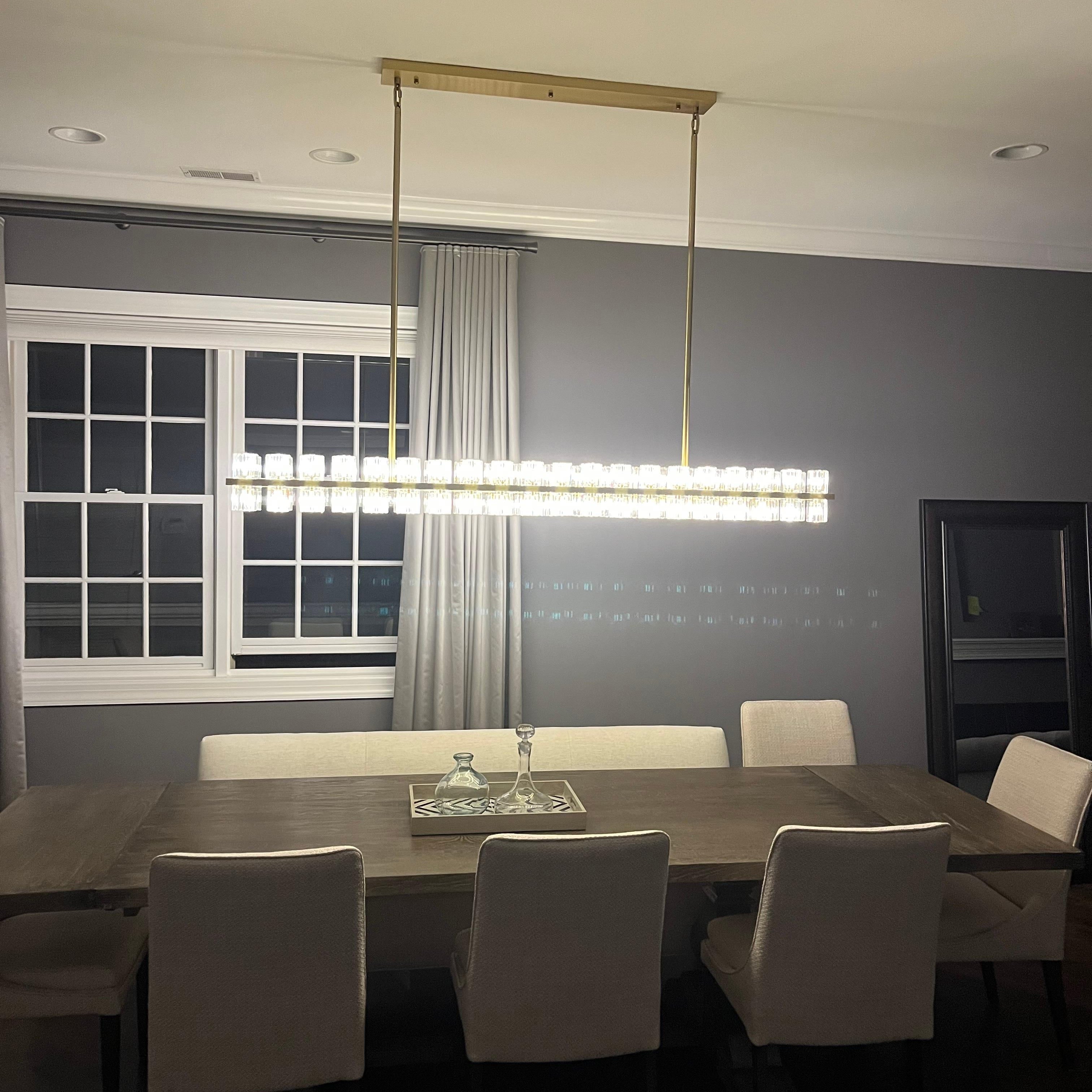 54 Inch Hexagonal Crystal Linear Chandelier – Arcachon