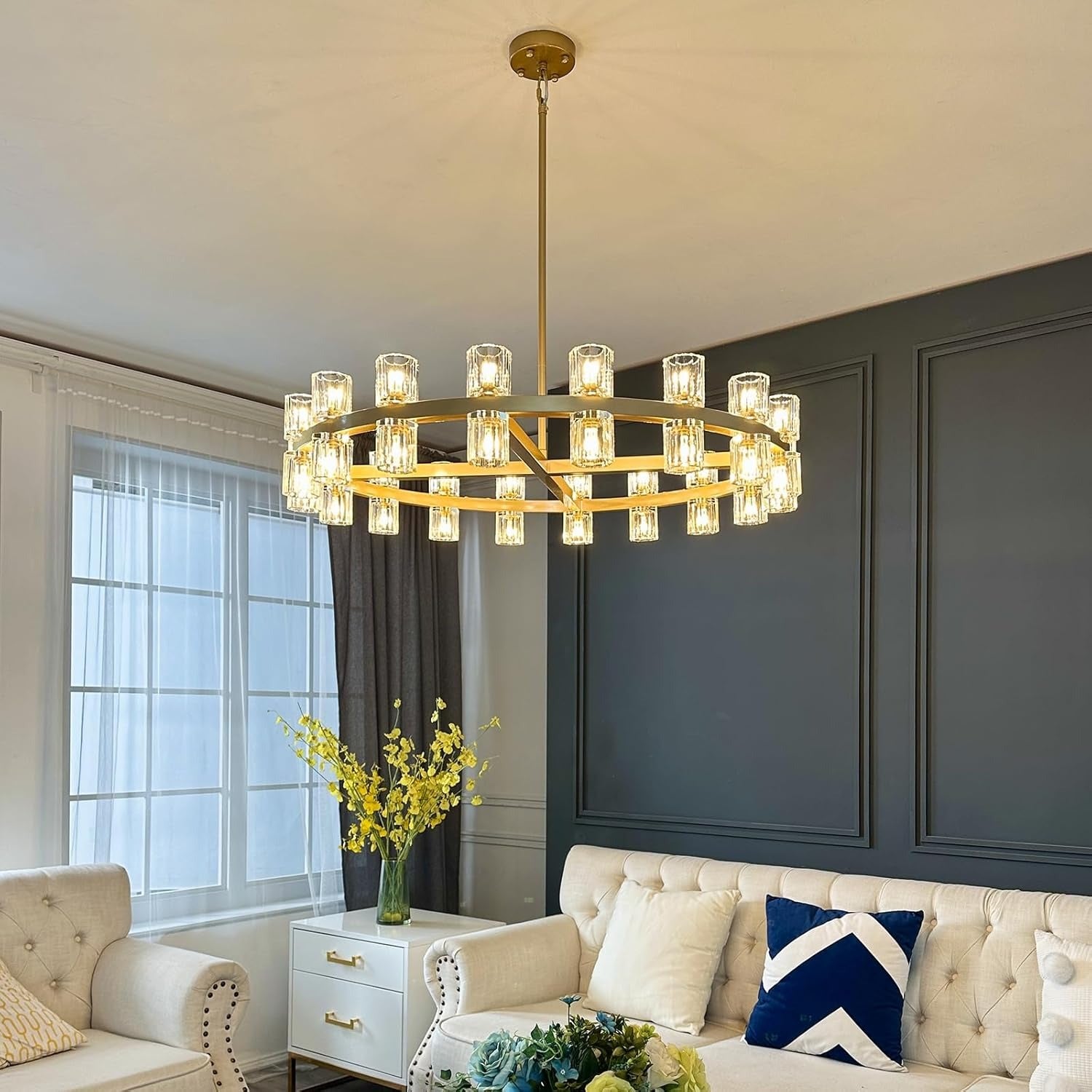 36 Inch Hexagonal Crystal Round Chandelier – Arcachon