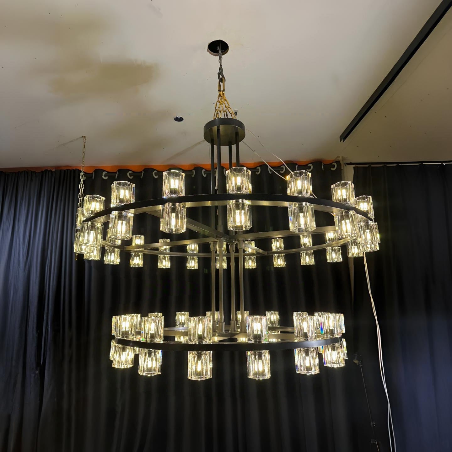 48 Inch Two-Tier Wheel Crystal Pillar Candle Chandelier – Arcachon