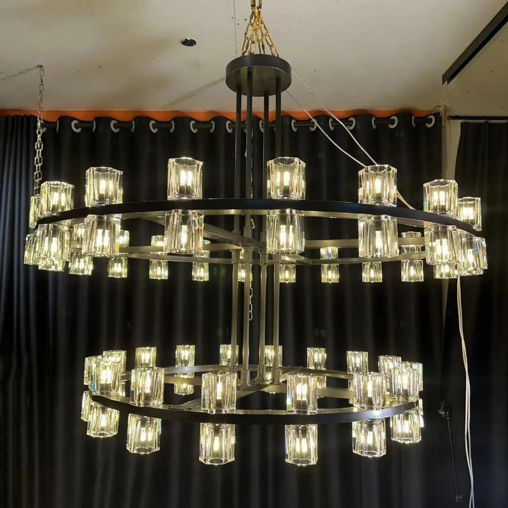 48 Inch Two-Tier Wheel Crystal Pillar Candle Chandelier – Arcachon