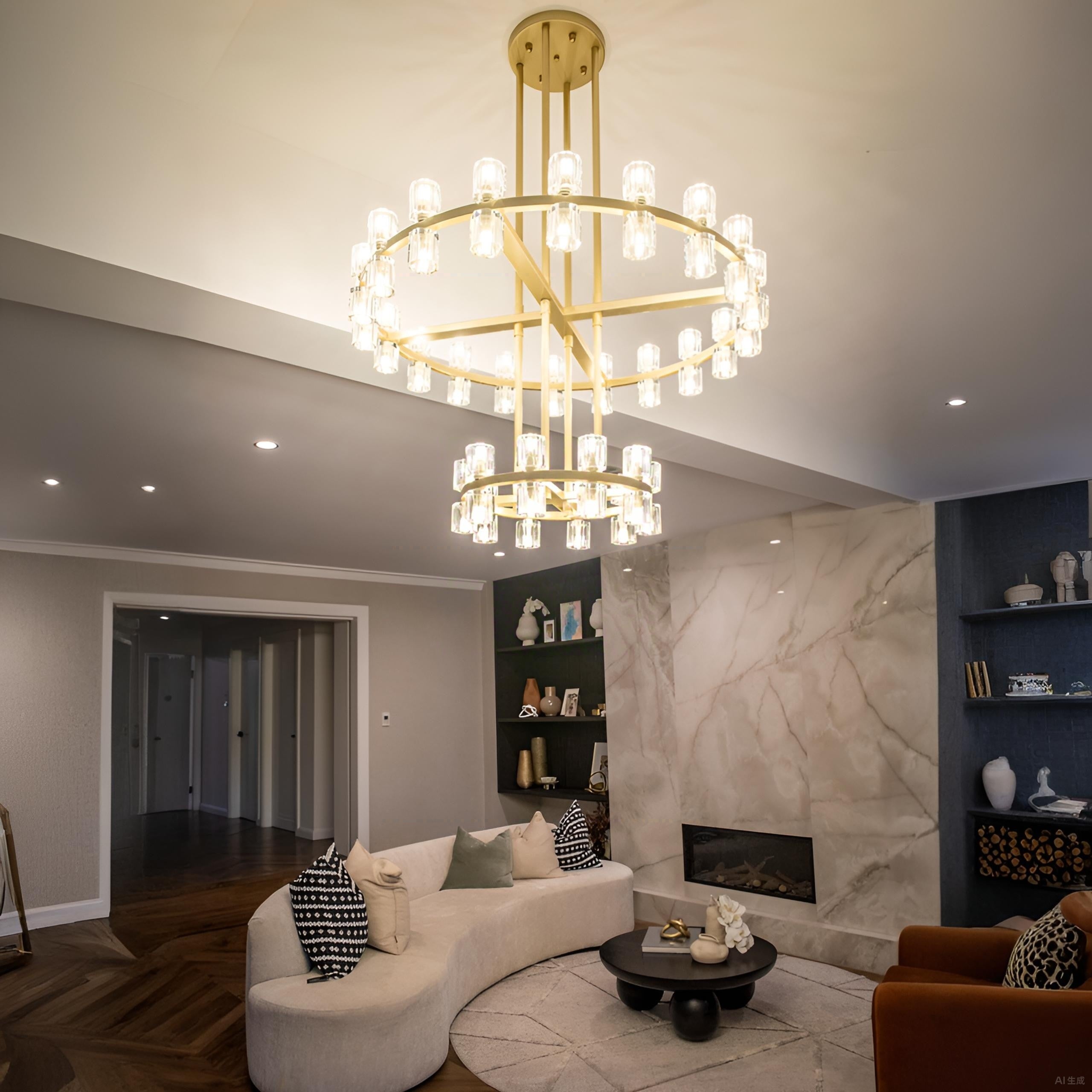 48 Inch Hexagonal Crystal Tiered Chandelier – Arcachon