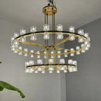 Lustre moderne à deux niveaux en cristal de 122 cm – Arcachon