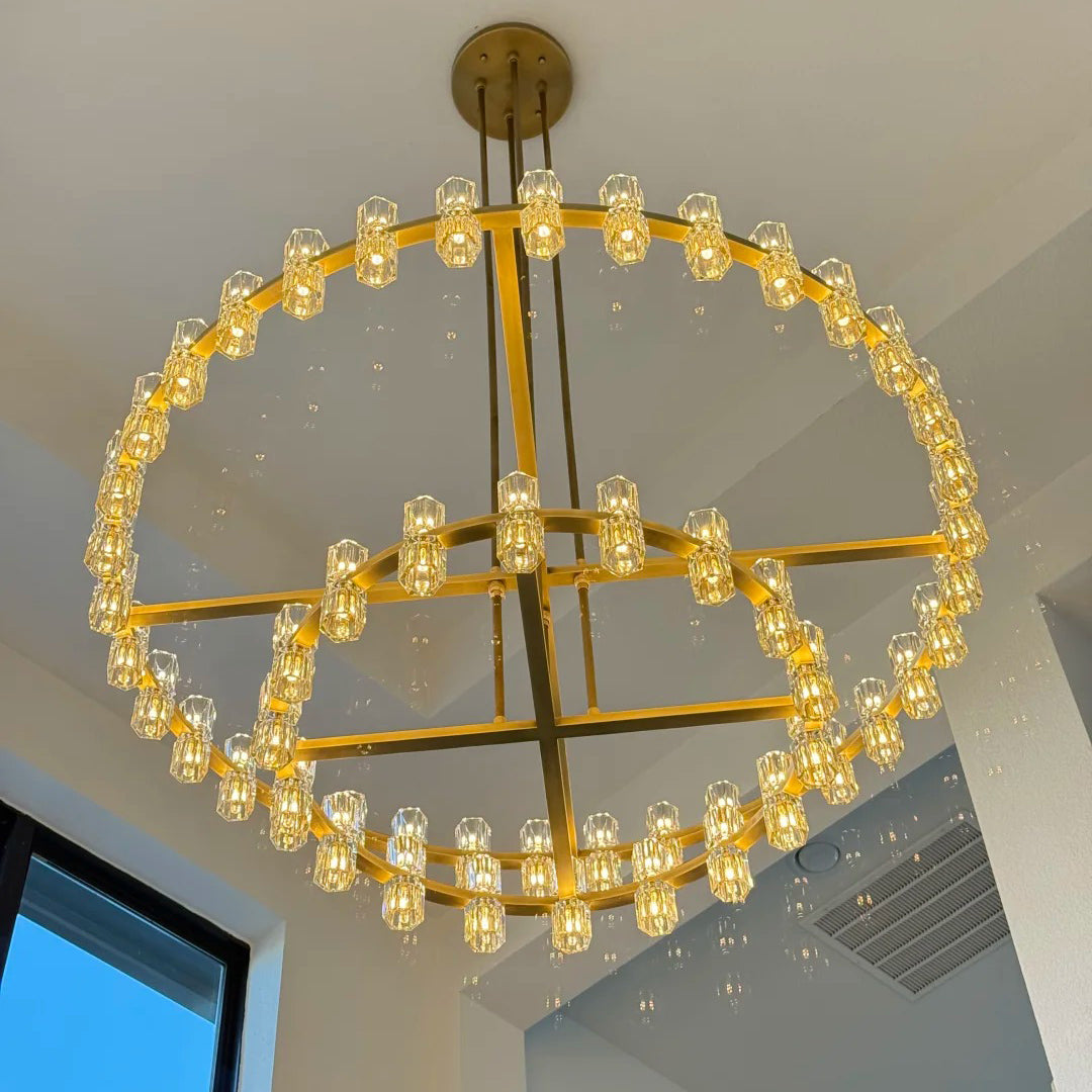 60 Inch Two-Tier Wheel Crystal Pillar Candle Chandelier – Arcachon