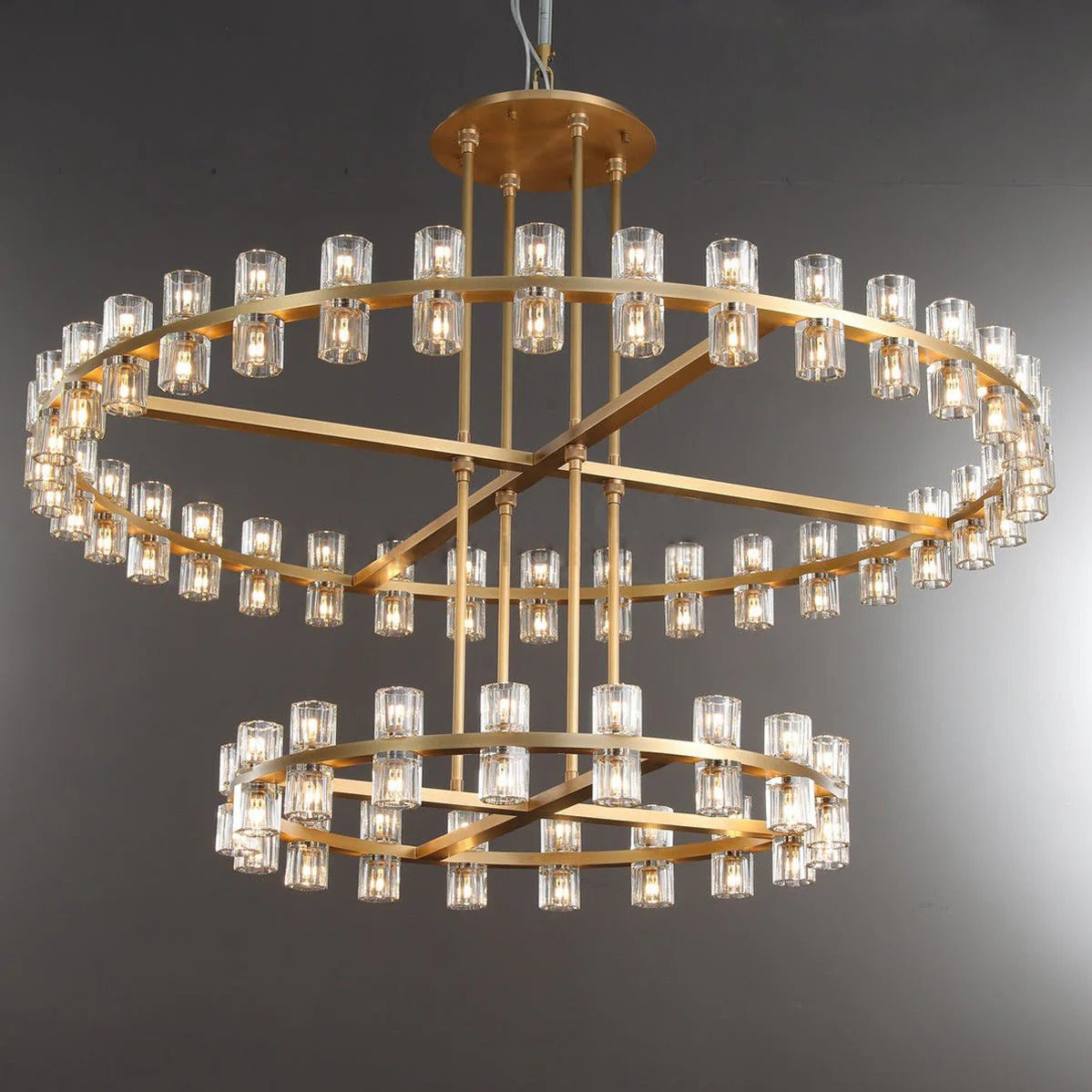 60 Inch Hexagonal Crystal Tiered Chandelier – Arcachon