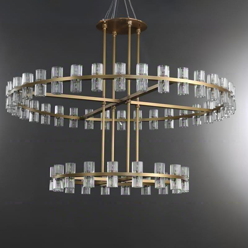 60 Inch Two-Tier Wheel Crystal Pillar Candle Chandelier – Arcachon
