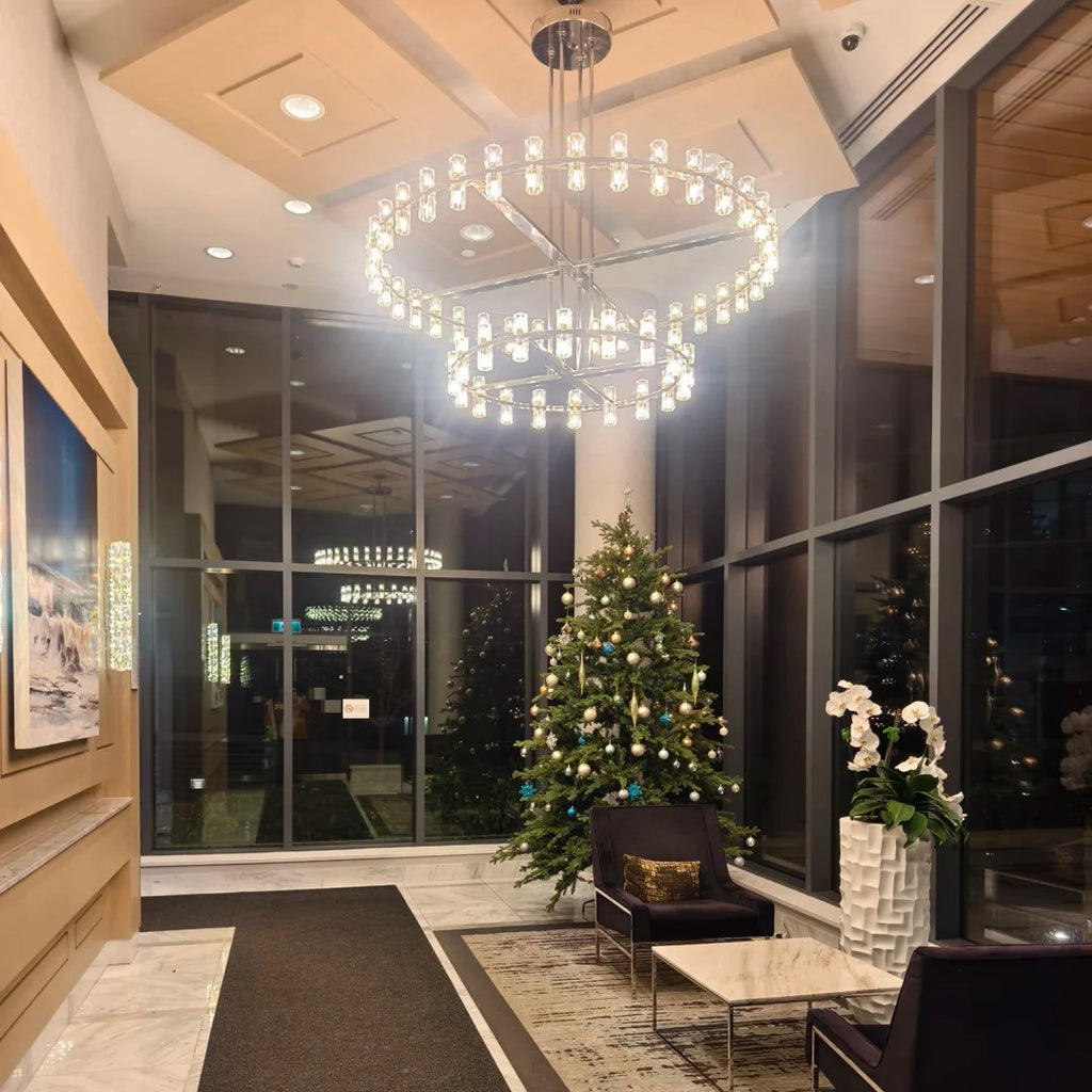 60 Inch Two-Tier Wheel Crystal Pillar Candle Chandelier – Arcachon