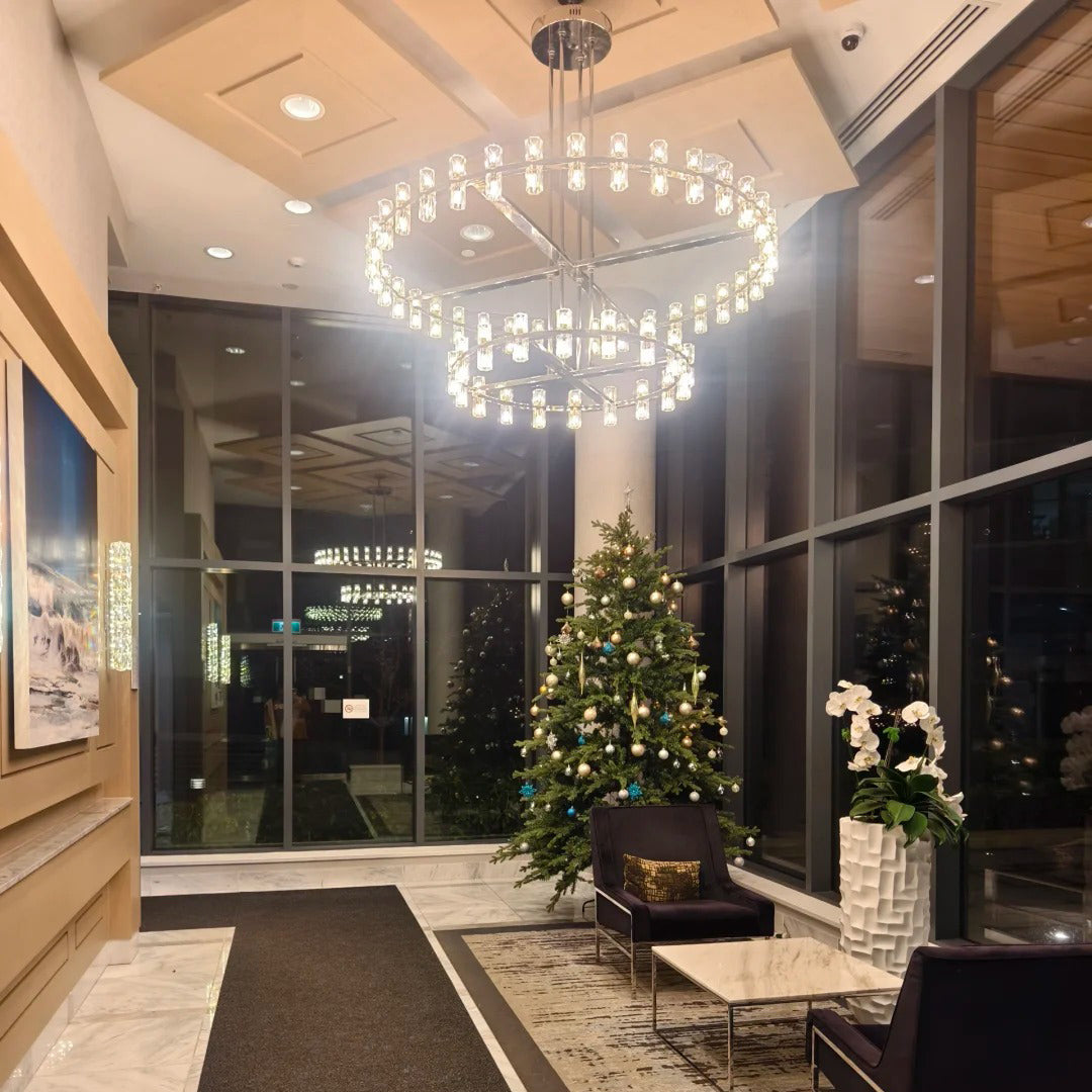 60 Inch Two-Tier Wheel Crystal Pillar Candle Chandelier – Arcachon