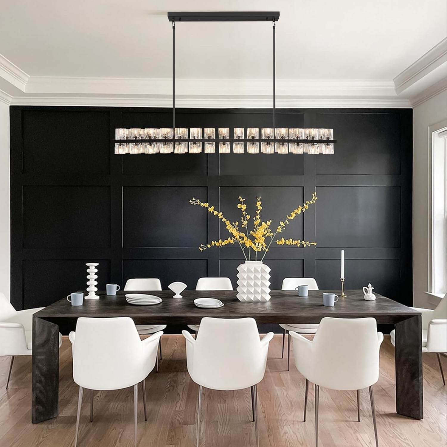 54 Inch Hexagonal Crystal Linear Chandelier – Arcachon