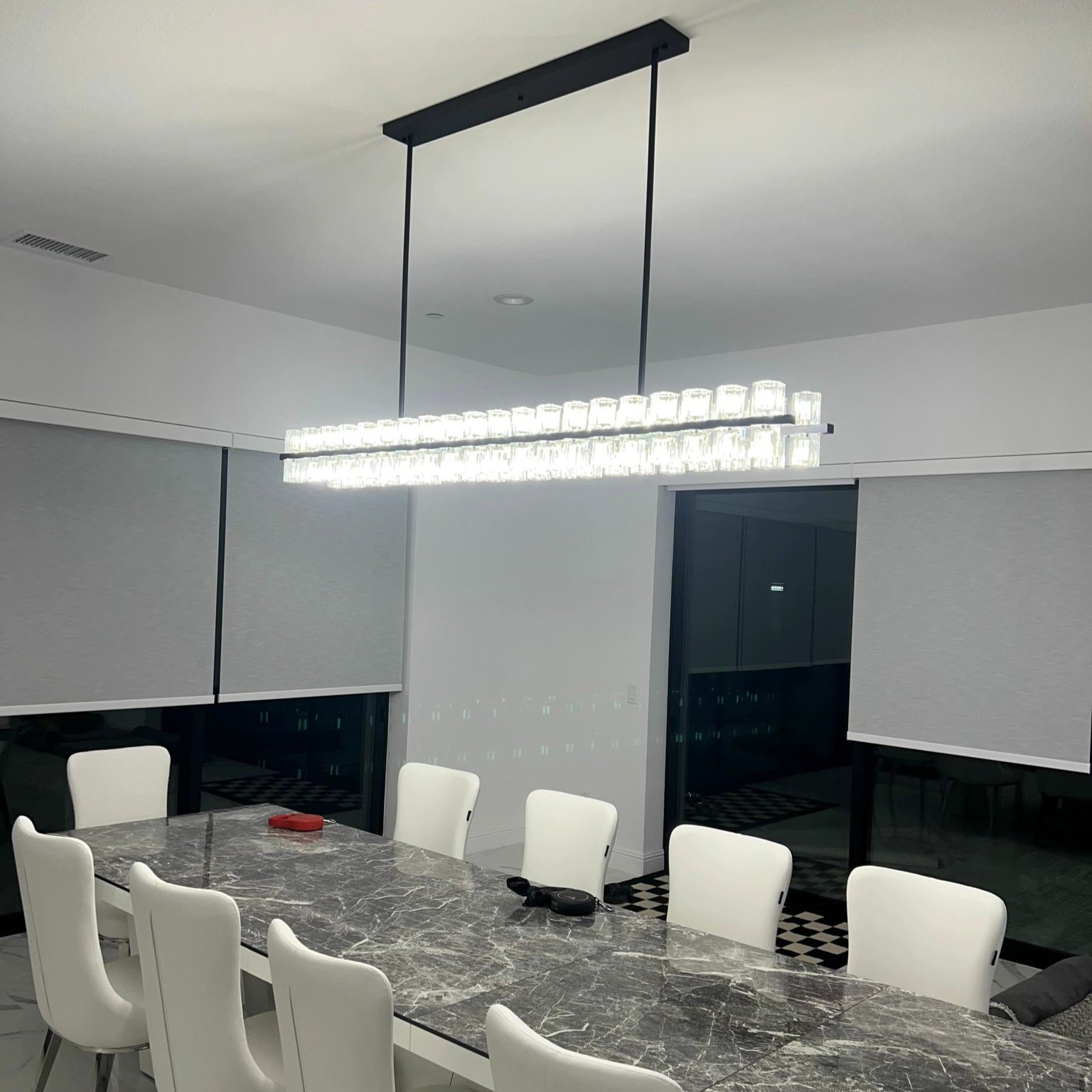 54 Inch Hexagonal Crystal Linear Chandelier – Arcachon