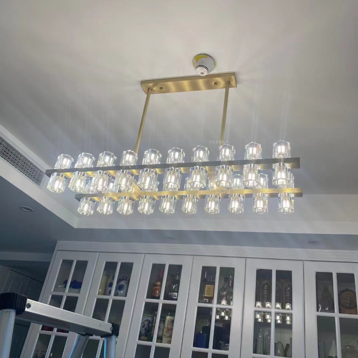 39 Inch Hexagonal Crystal Linear Chandelier – Arcachon