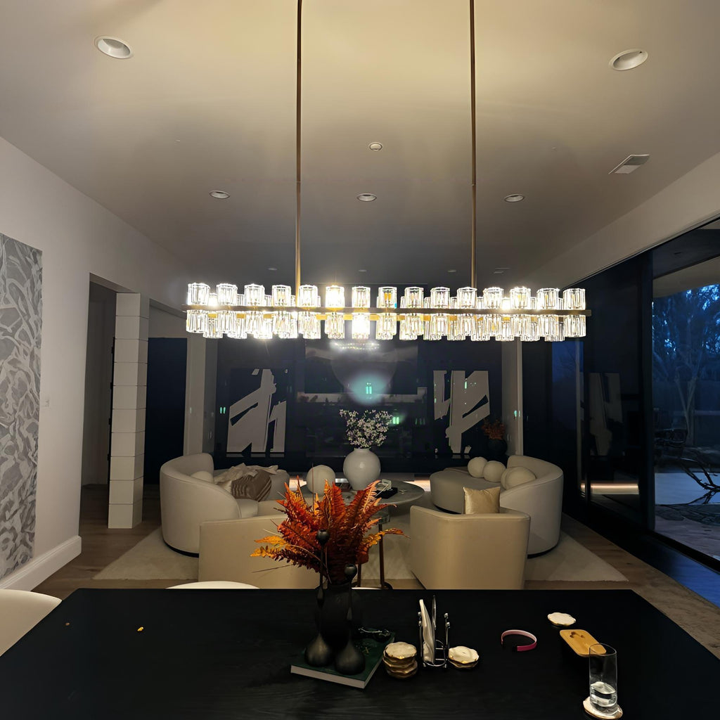 54 Inch Hexagonal Crystal Linear Chandelier – Arcachon