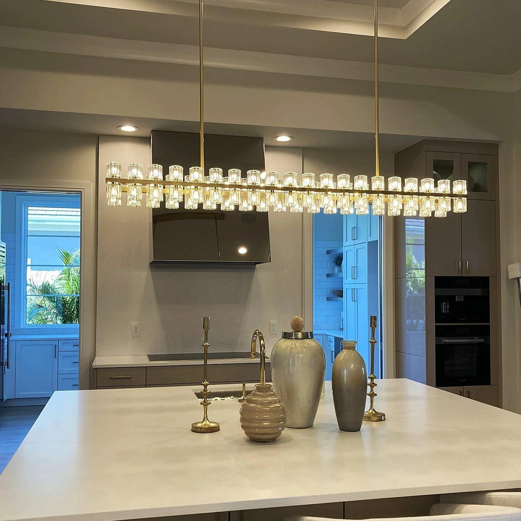 54 Inch Hexagonal Crystal Linear Chandelier – Arcachon