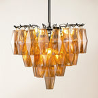 17 Inch Amber Murano Glass Tiered Chandelier - Chiara