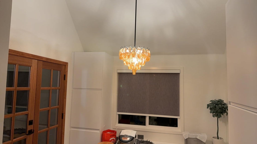 17 Inch Amber Murano Glass Tiered Chandelier - Chiara