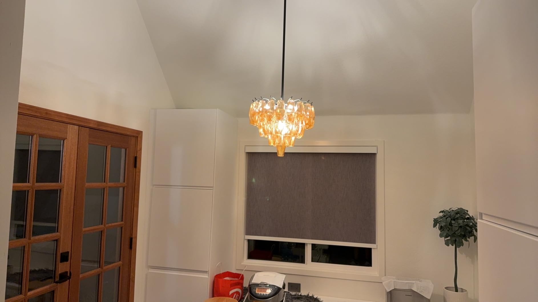 17 Inch Amber Murano Glass Tiered Chandelier - Chiara