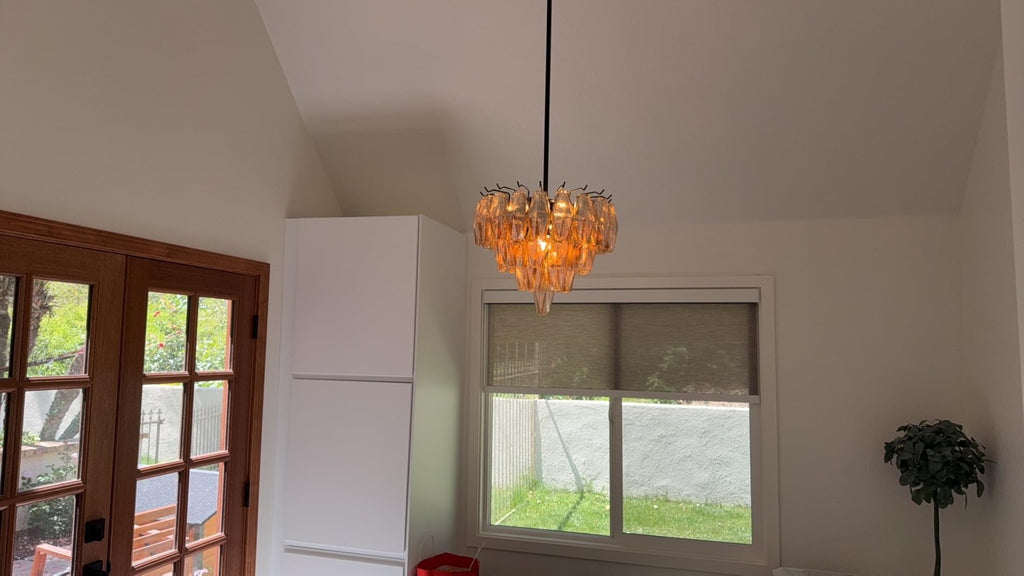 17 Inch Amber Murano Glass Tiered Chandelier - Chiara
