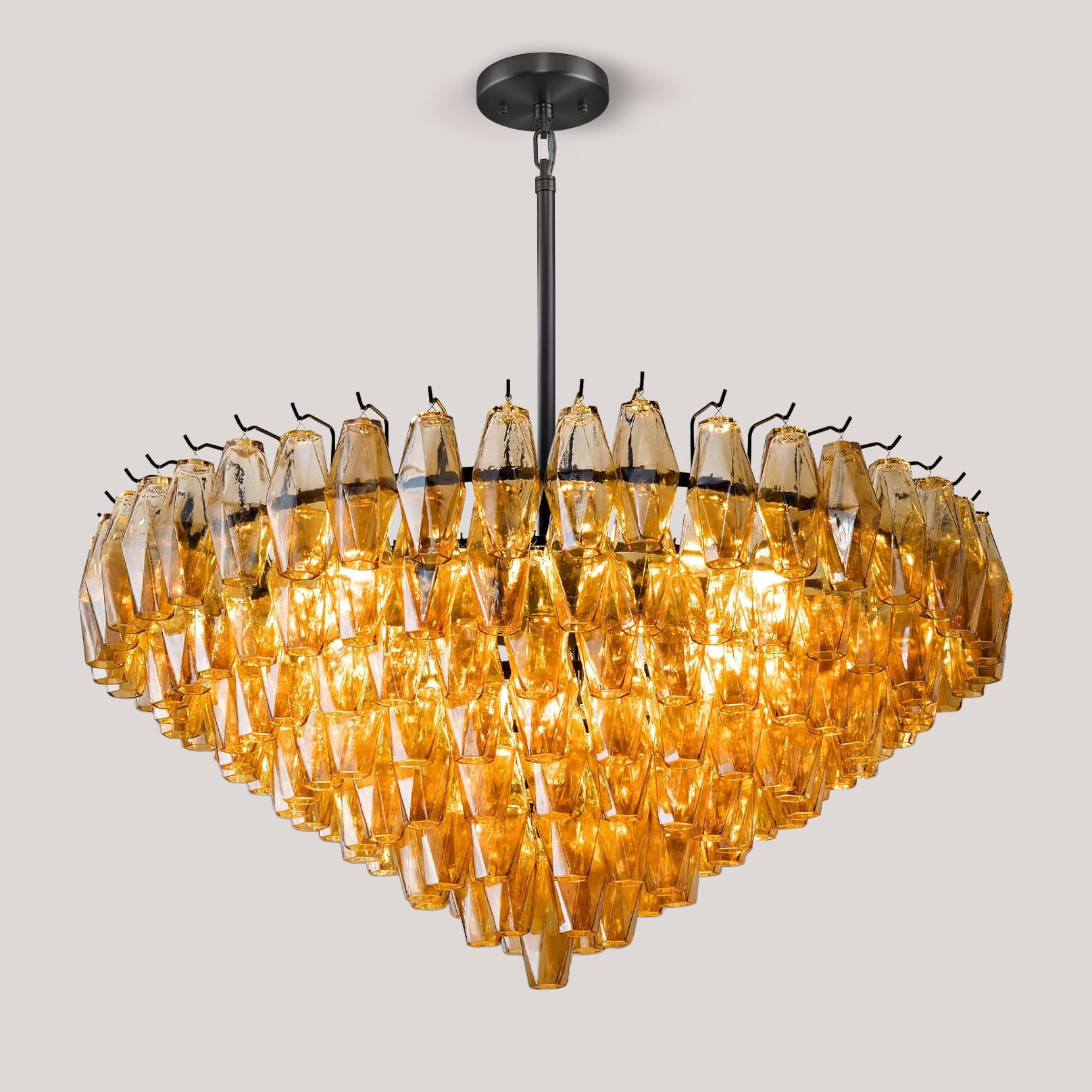 36 Inch Amber Murano Glass Tiered Chandelier - Chiara