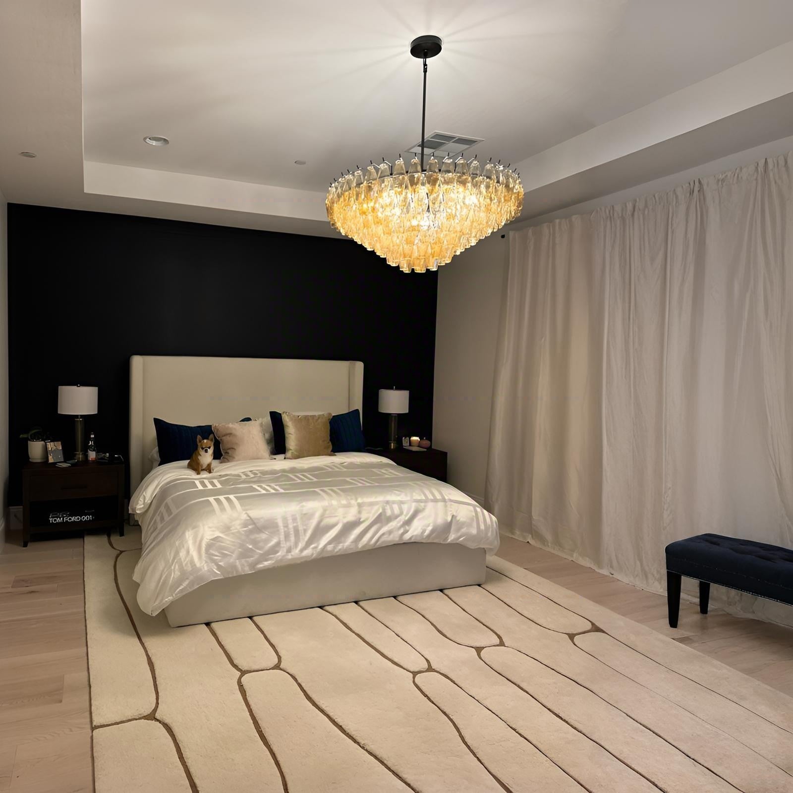 36 Inch Amber Murano Glass Tiered Chandelier - Chiara