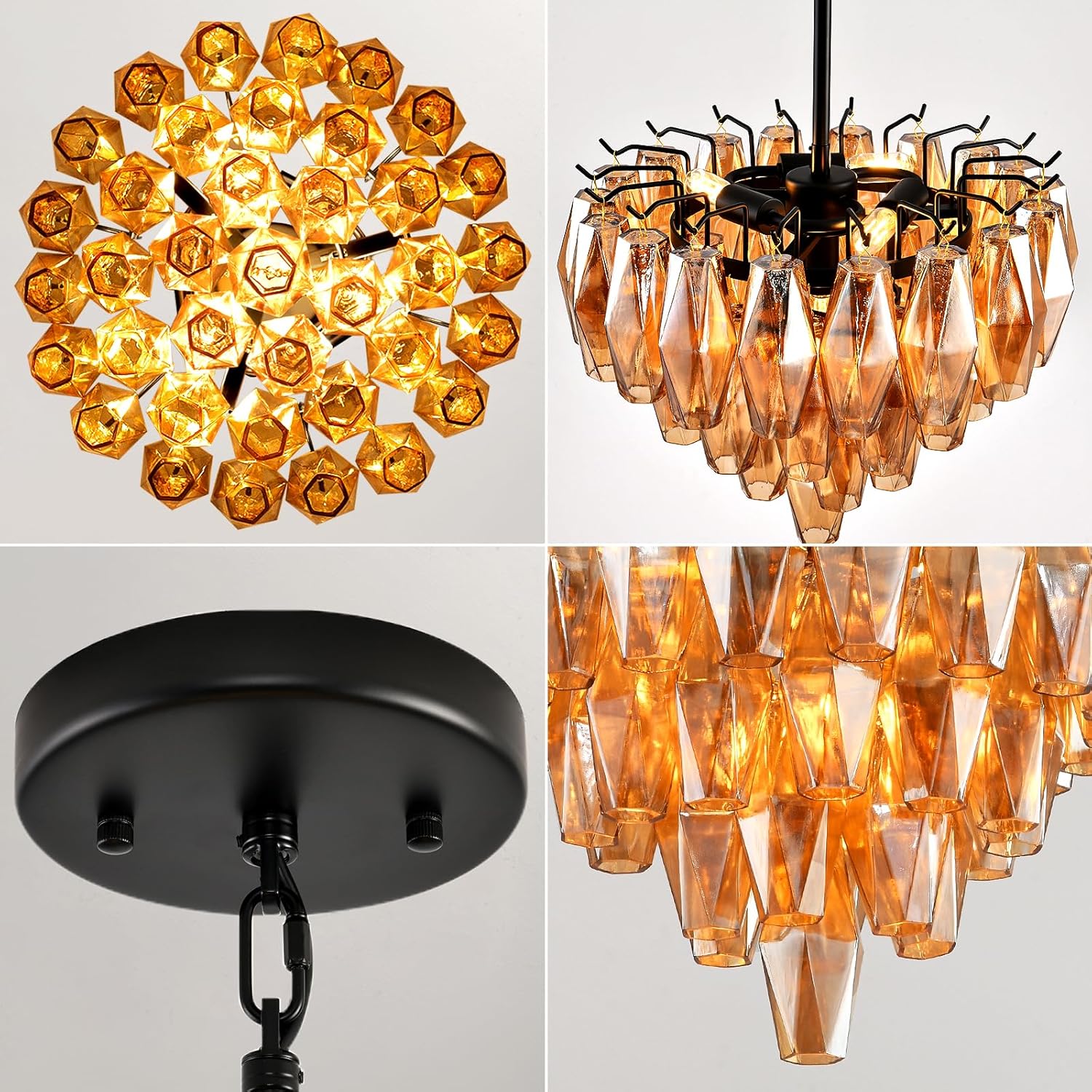 17 Inch Smoked Murano Glass Tiered Chandelier - Chiara