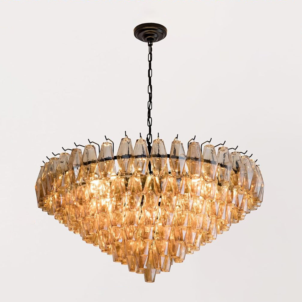 36 Inch Smoked Murano Glass Tiered Chandelier - Chiara