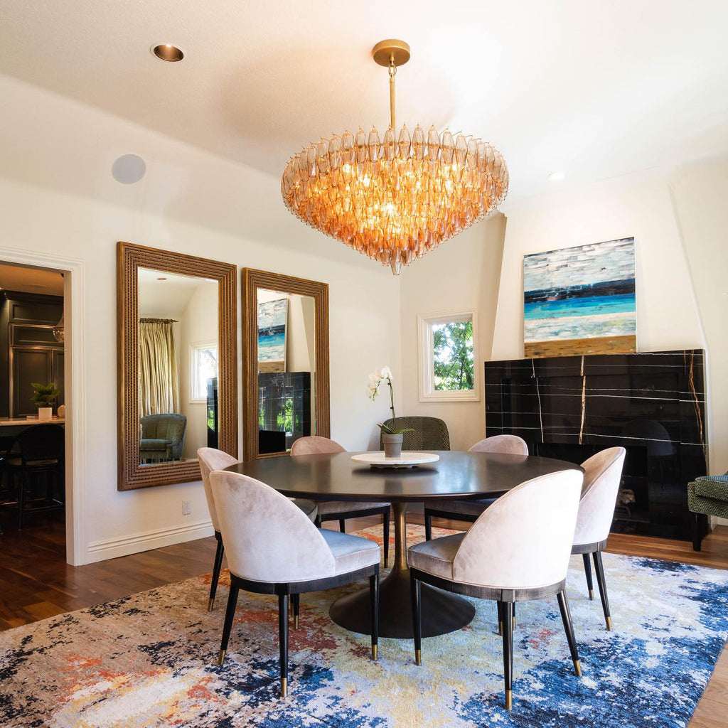 46 Inch Amber Murano Glass Tiered Chandelier - Chiara