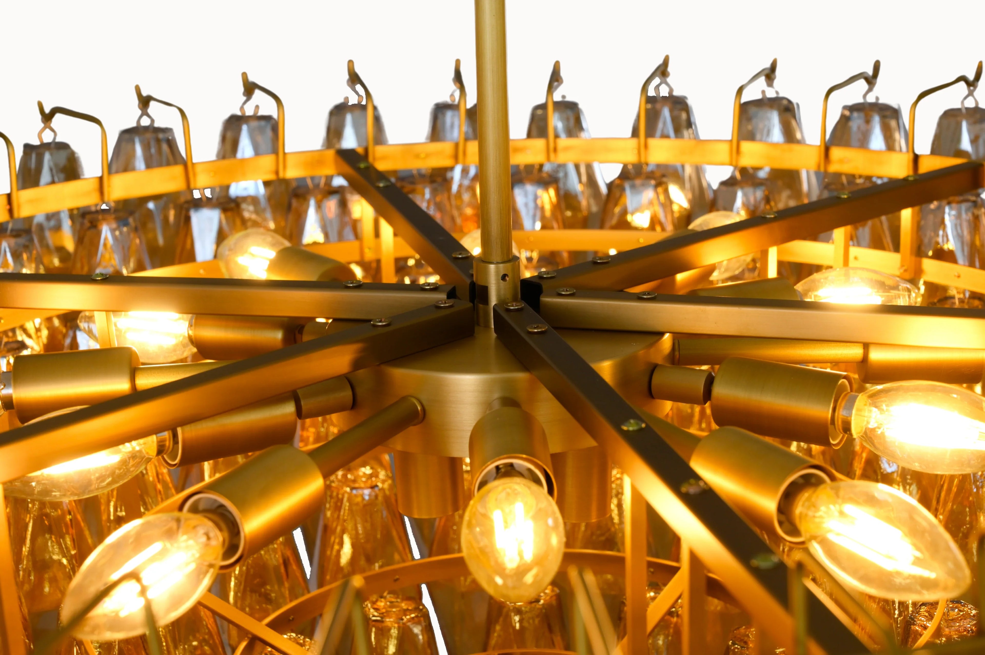 46 Inch Amber Murano Glass Tiered Chandelier - Chiara