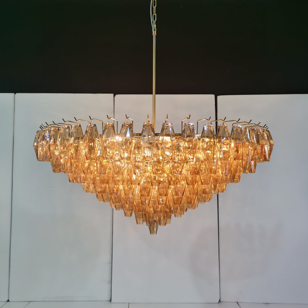 46 Inch Amber Murano Glass Tiered Chandelier - Chiara