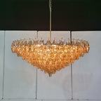 46 Inch Amber Murano Glass Tiered Chandelier - Chiara