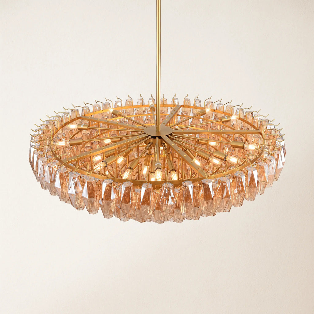 46 Inch Amber Murano Glass Tiered Chandelier - Chiara